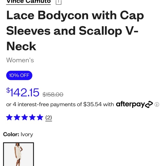 Vince Camuto Lace Bodycon with Cap Sleeves and Scallop V-Neck - Picture 7 of 10